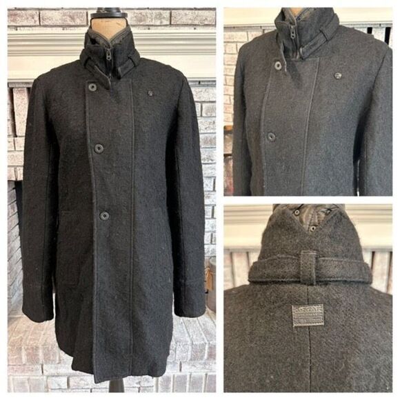 G-Star Raw Women's Wool Lined Relax Trench Overcoat Jacket Charcoal Gray Large - Picture 1 of 16